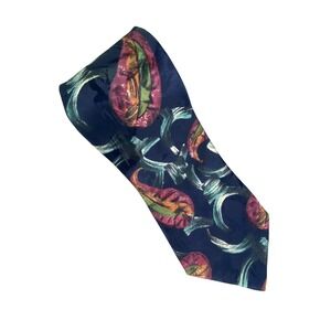 Carlos Tomasini Mens Silk Tie Navy Abstract Artistic‎ Artsy Paisley USA 58x4